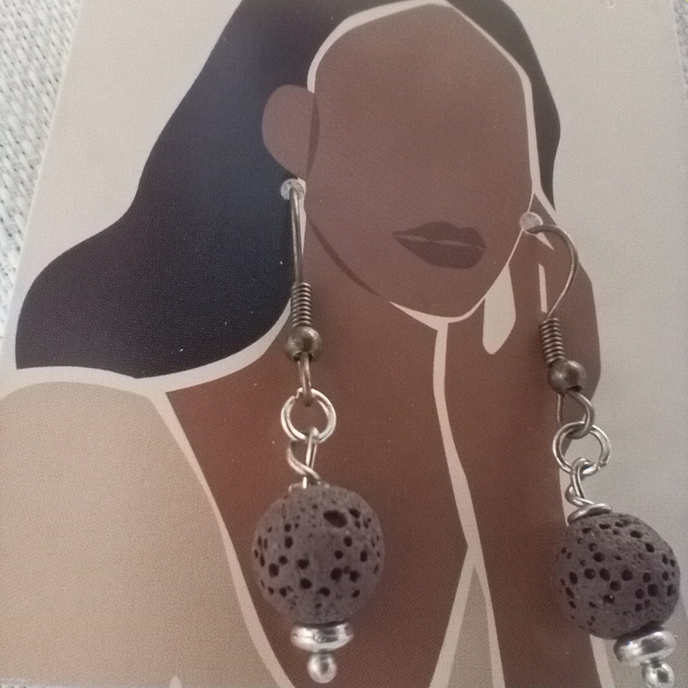 Volcanic Ash Bead Earrings for Essential Oils